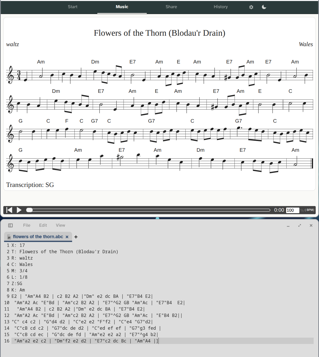 music and its abc notation
